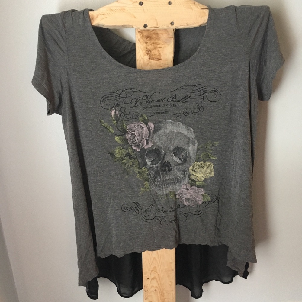 Torrid Skull High Low Sheer Back Top